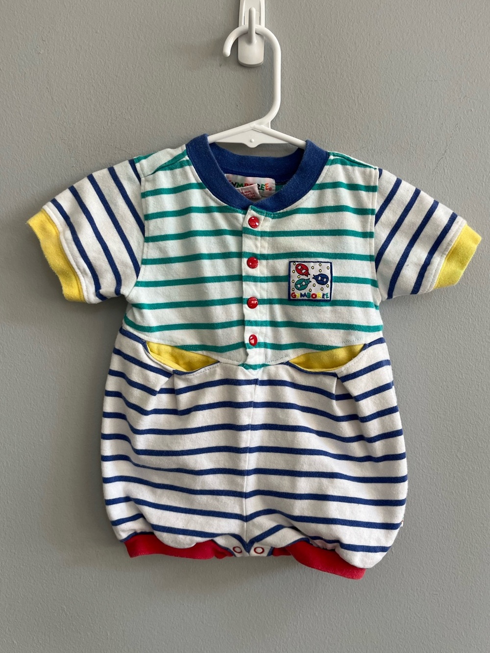 Vintage Gymboree Rainbow Tag Striped Short Sleeve Romper Newborn 100% Cotton
